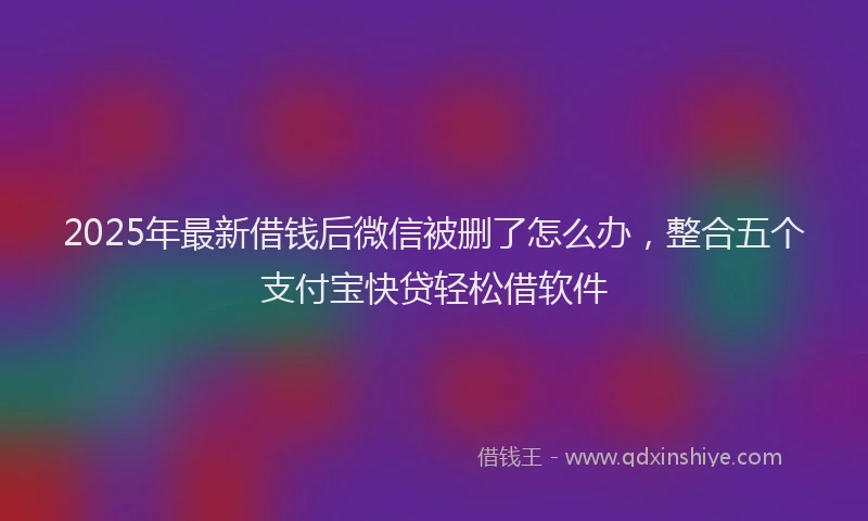 2025年最新借钱后微信被删了怎么办，整合五个支付宝快贷轻松借软件