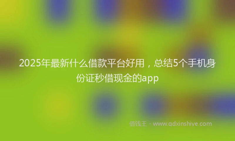 2025年最新什么借款平台好用，总结5个手机身份证秒借现金的app