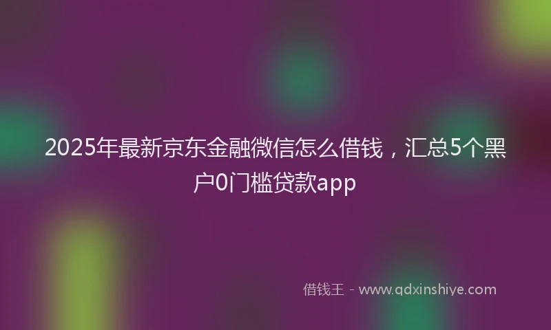 2025年最新京东金融微信怎么借钱，汇总5个黑户0门槛贷款app