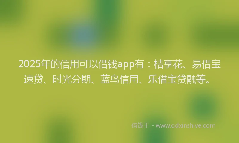 2025年的信用可以借钱app有：桔享花、易借宝速贷、时光分期、蓝鸟信用、乐借宝贷融等。