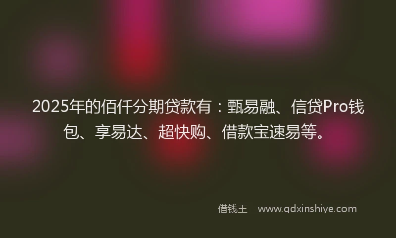 2025年的佰仟分期贷款有：甄易融、信贷Pro钱包、享易达、超快购、借款宝速易等。