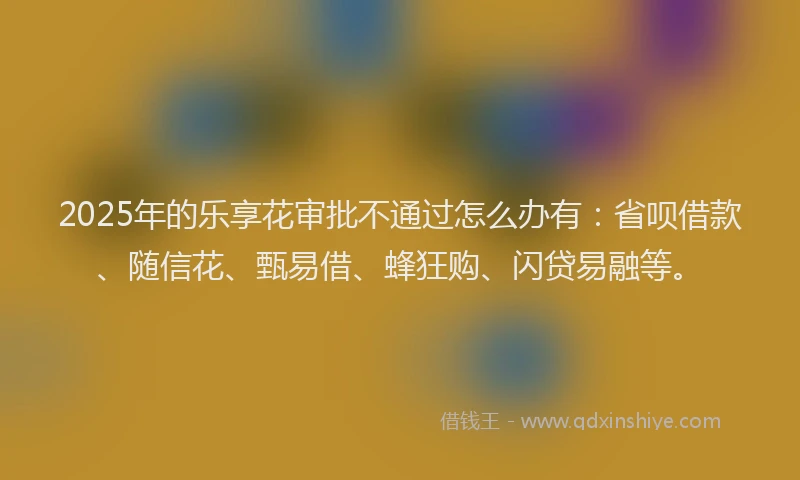 2025年的乐享花审批不通过怎么办有：省呗借款、随信花、甄易借、蜂狂购、闪贷易融等。