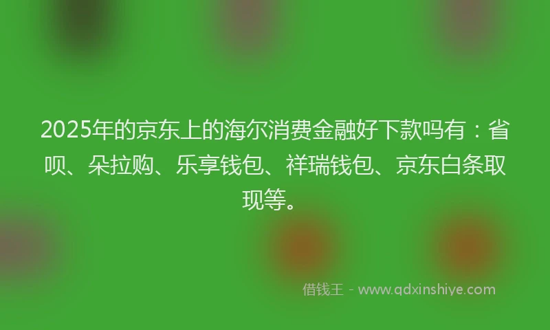 2025年的京东上的海尔消费金融好下款吗有：省呗、朵拉购、乐享钱包、祥瑞钱包、京东白条取现等。