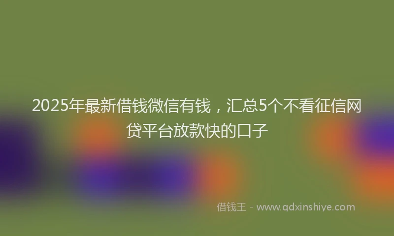 2025年最新借钱微信有钱，汇总5个不看征信网贷平台放款快的口子