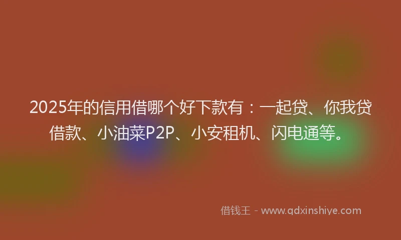 2025年的信用借哪个好下款有：一起贷、你我贷借款、小油菜P2P、小安租机、闪电通等。