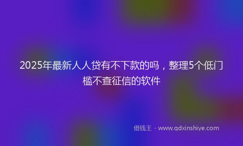 2025年最新人人贷有不下款的吗，整理5个低门槛不查征信的软件