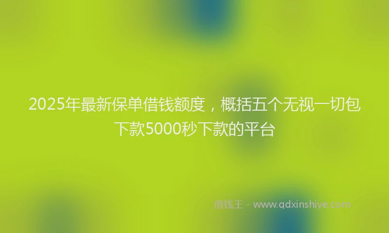 2025年最新保单借钱额度，概括五个无视一切包下款5000秒下款的平台