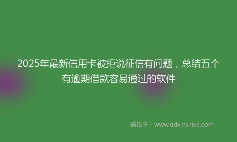 2025年最新信用卡被拒说征信有问题，总结五个有逾期借款容易通过的软件