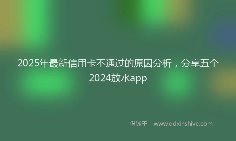 2025年最新信用卡不通过的原因分析，分享五个2024放水app