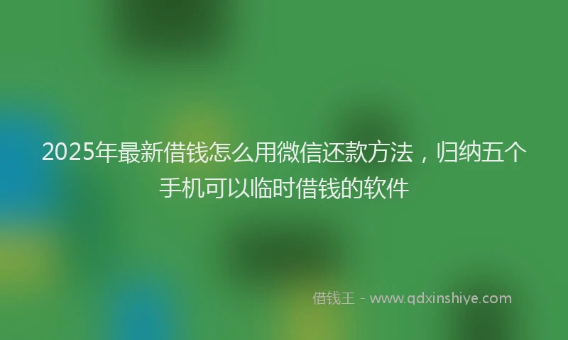 2025年最新借钱怎么用微信还款方法，归纳五个手机可以临时借钱的软件