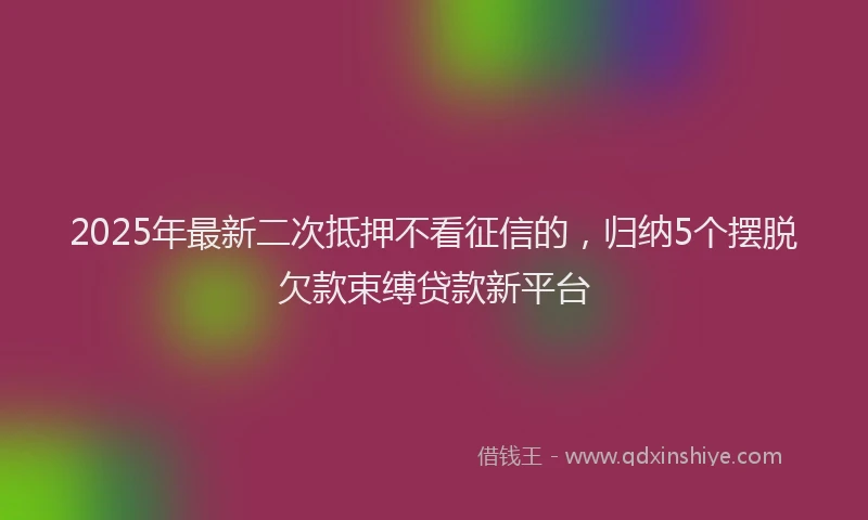 2025年最新二次抵押不看征信的，归纳5个摆脱欠款束缚贷款新平台