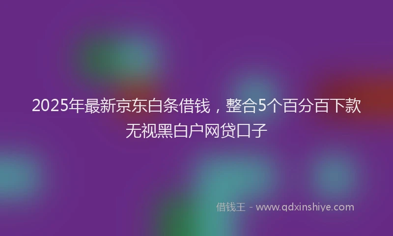 2025年最新京东白条借钱，整合5个百分百下款无视黑白户网贷口子