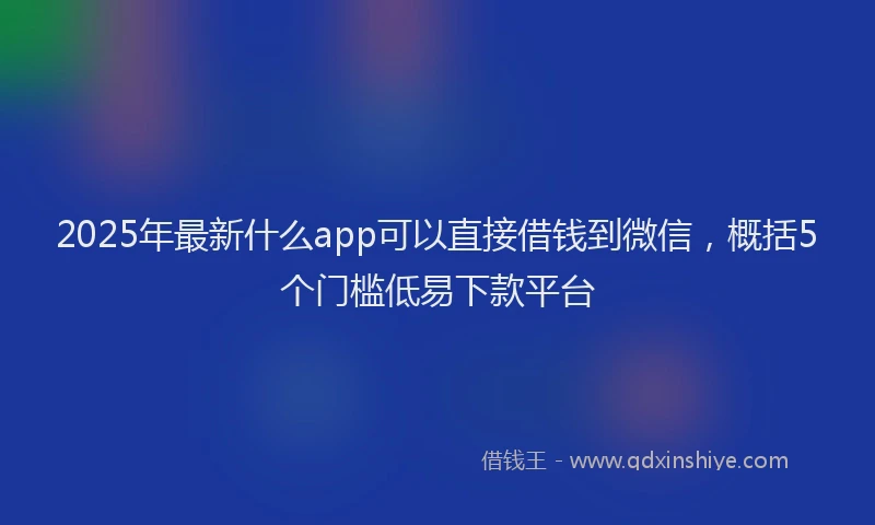 2025年最新什么app可以直接借钱到微信，概括5个门槛低易下款平台