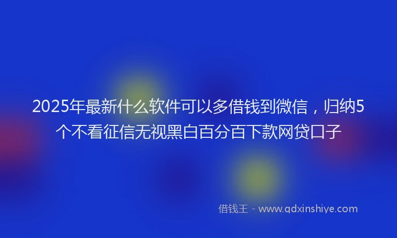 2025年最新什么软件可以多借钱到微信，归纳5个不看征信无视黑白百分百下款网贷口子