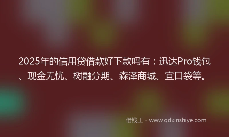 2025年的信用贷借款好下款吗有：迅达Pro钱包、现金无忧、树融分期、森泽商城、宜口袋等。