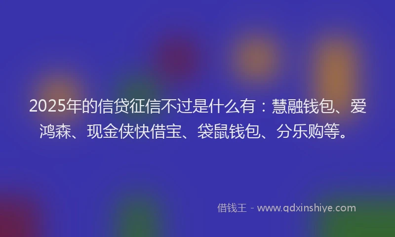 2025年的信贷征信不过是什么有：慧融钱包、爱鸿森、现金侠快借宝、袋鼠钱包、分乐购等。