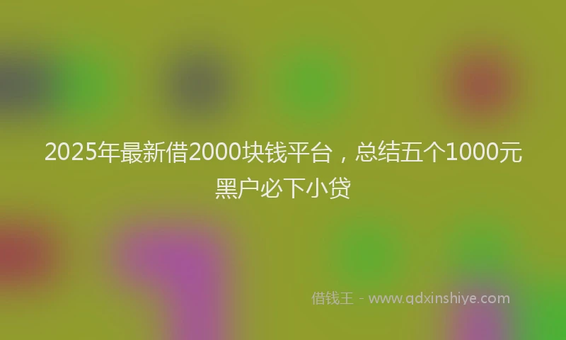2025年最新借2000块钱平台，总结五个1000元黑户必下小贷