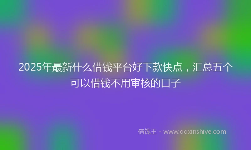 2025年最新什么借钱平台好下款快点，汇总五个可以借钱不用审核的口子