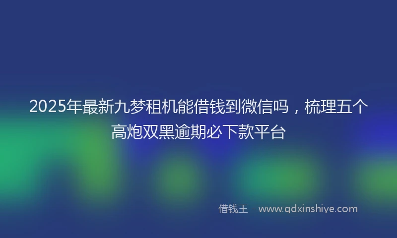 2025年最新九梦租机能借钱到微信吗，梳理五个高炮双黑逾期必下款平台