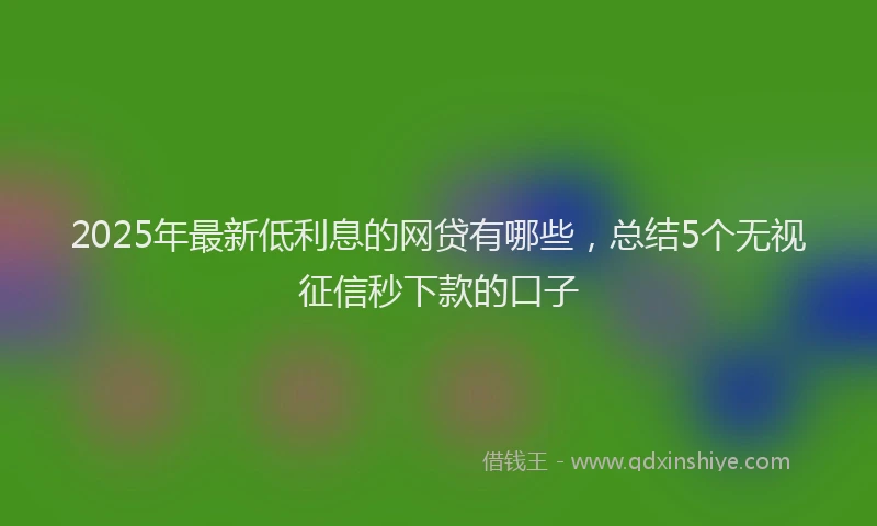 2025年最新低利息的网贷有哪些，总结5个无视征信秒下款的口子