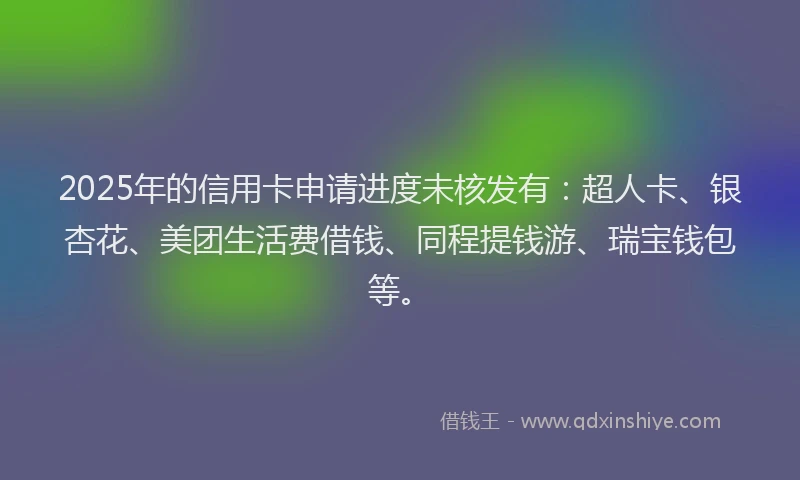 2025年的信用卡申请进度未核发有：超人卡、银杏花、美团生活费借钱、同程提钱游、瑞宝钱包等。