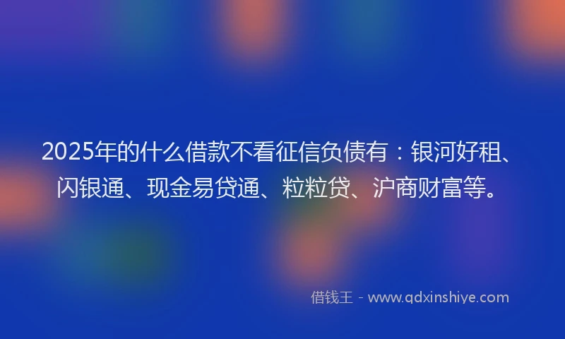 2025年的什么借款不看征信负债有：银河好租、闪银通、现金易贷通、粒粒贷、沪商财富等。