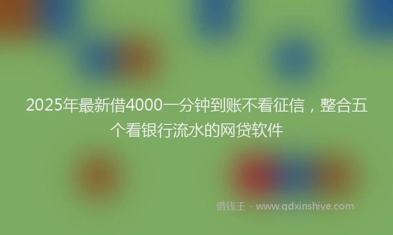 2025年最新借4000一分钟到账不看征信，整合五个看银行流水的网贷软件