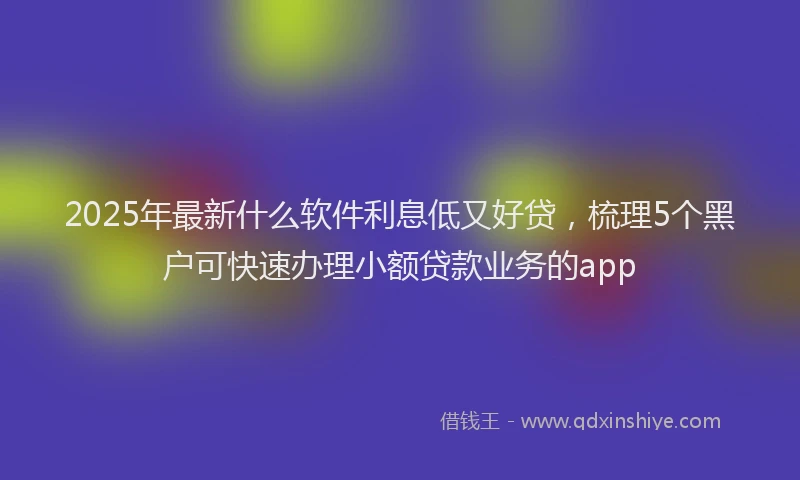 2025年最新什么软件利息低又好贷，梳理5个黑户可快速办理小额贷款业务的app