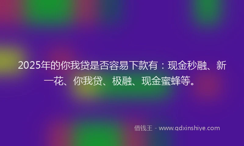 2025年的你我贷是否容易下款有：现金秒融、新一花、你我贷、极融、现金蜜蜂等。