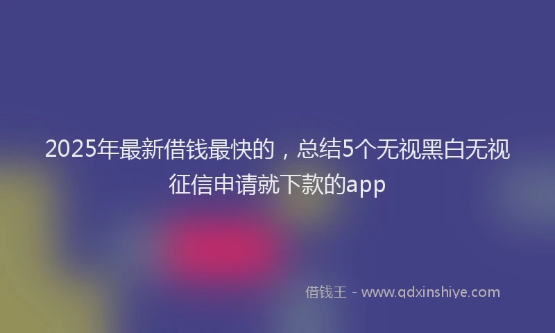 2025年最新借钱最快的，总结5个无视黑白无视征信申请就下款的app