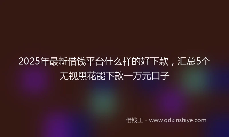 2025年最新借钱平台什么样的好下款，汇总5个无视黑花能下款一万元口子