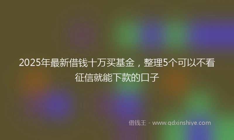 2025年最新借钱十万买基金，整理5个可以不看征信就能下款的口子