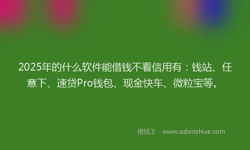 2025年的什么软件能借钱不看信用有：钱站、任意下、速贷Pro钱包、现金快车、微粒宝等。