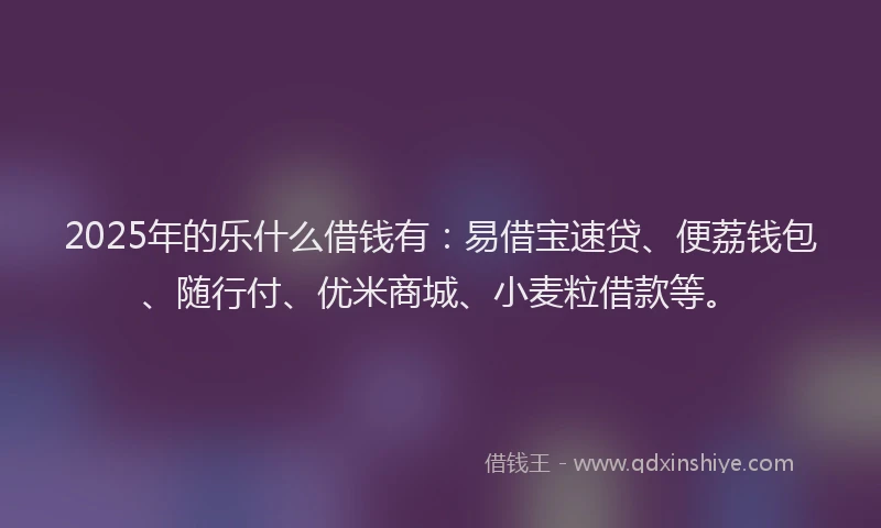 2025年的乐什么借钱有：易借宝速贷、便荔钱包、随行付、优米商城、小麦粒借款等。
