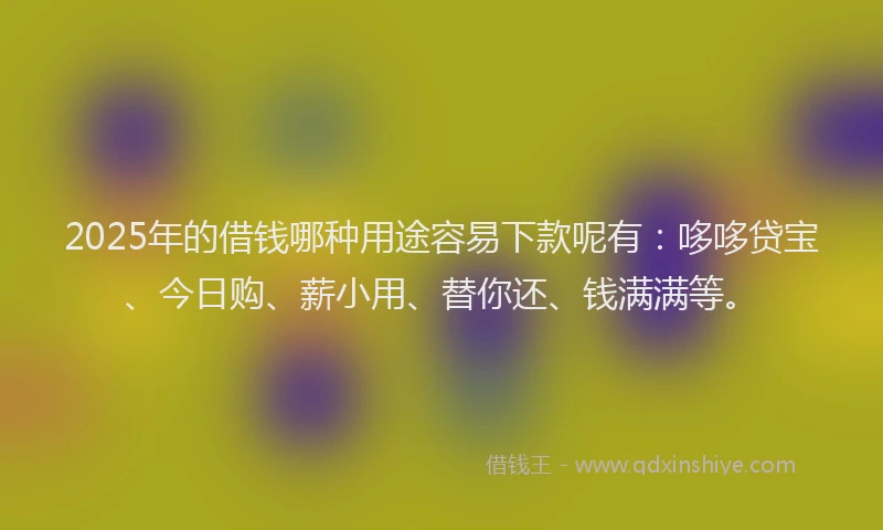 2025年的借钱哪种用途容易下款呢有：哆哆贷宝、今日购、薪小用、替你还、钱满满等。