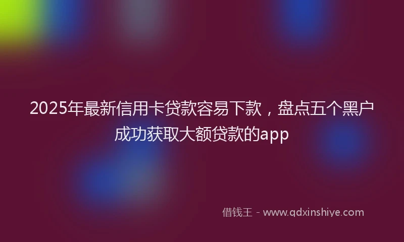 2025年最新信用卡贷款容易下款，盘点五个黑户成功获取大额贷款的app
