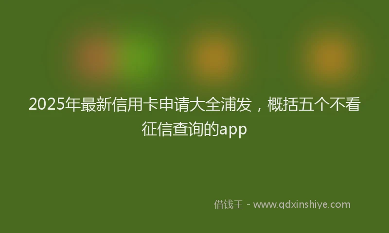 2025年最新信用卡申请大全浦发，概括五个不看征信查询的app