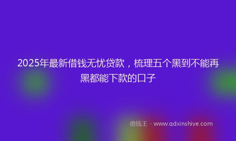 2025年最新借钱无忧贷款，梳理五个黑到不能再黑都能下款的口子