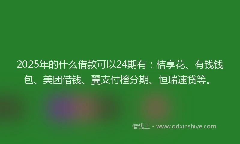2025年的什么借款可以24期有：桔享花、有钱钱包、美团借钱、翼支付橙分期、恒瑞速贷等。