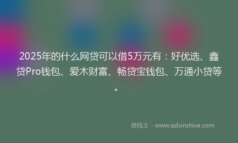 2025年的什么网贷可以借5万元有：好优选、鑫贷Pro钱包、爱木财富、畅贷宝钱包、万通小贷等。