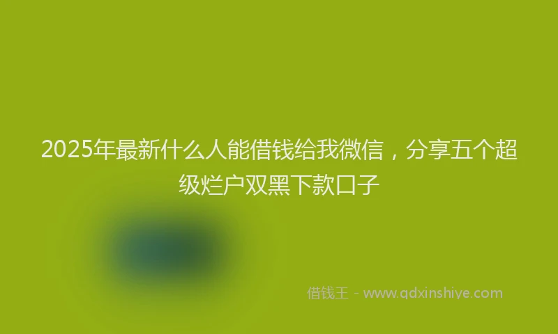 2025年最新什么人能借钱给我微信，分享五个超级烂户双黑下款口子