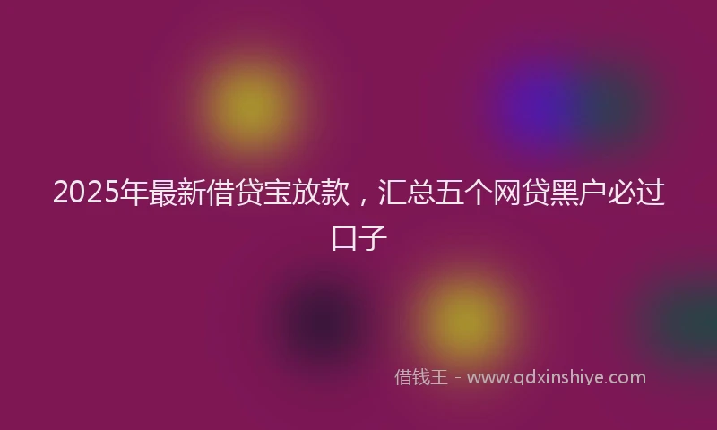 2025年最新借贷宝放款，汇总五个网贷黑户必过口子