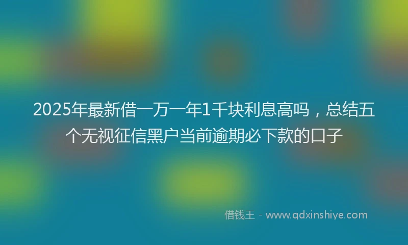 2025年最新借一万一年1千块利息高吗，总结五个无视征信黑户当前逾期必下款的口子