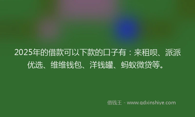 2025年的借款可以下款的口子有：来租呗、派派优选、维维钱包、洋钱罐、蚂蚁微贷等。