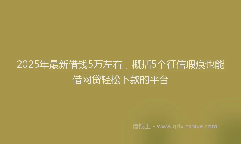 2025年最新借钱5万左右，概括5个征信瑕疵也能借网贷轻松下款的平台
