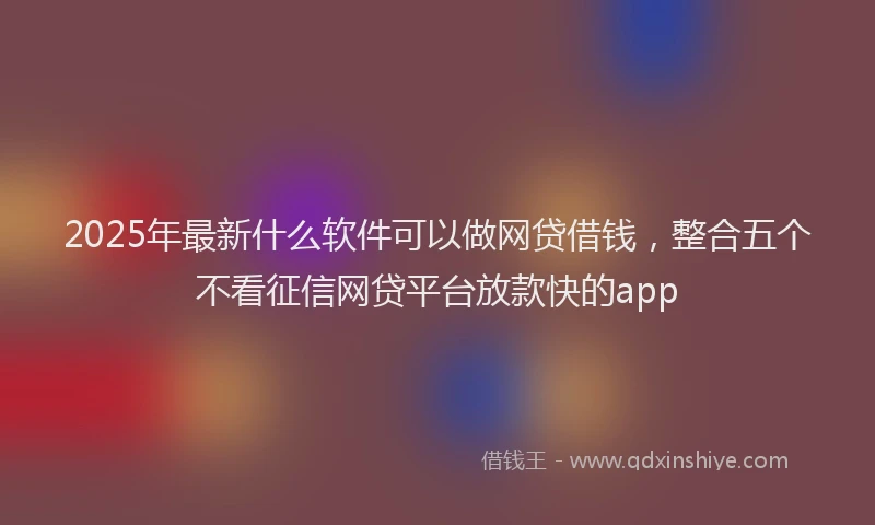 2025年最新什么软件可以做网贷借钱，整合五个不看征信网贷平台放款快的app