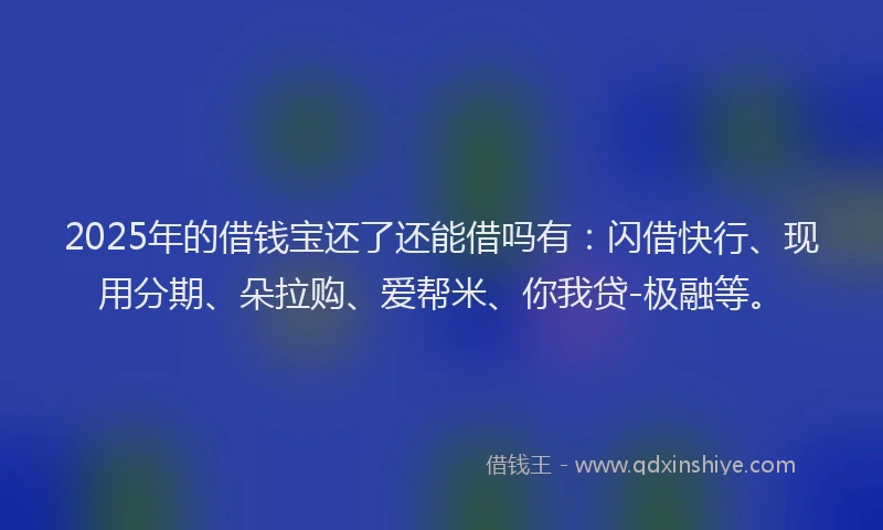 2025年的借钱宝还了还能借吗有：闪借快行、现用分期、朵拉购、爱帮米、你我贷-极融等。