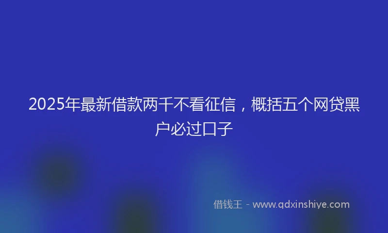 2025年最新借款两千不看征信，概括五个网贷黑户必过口子