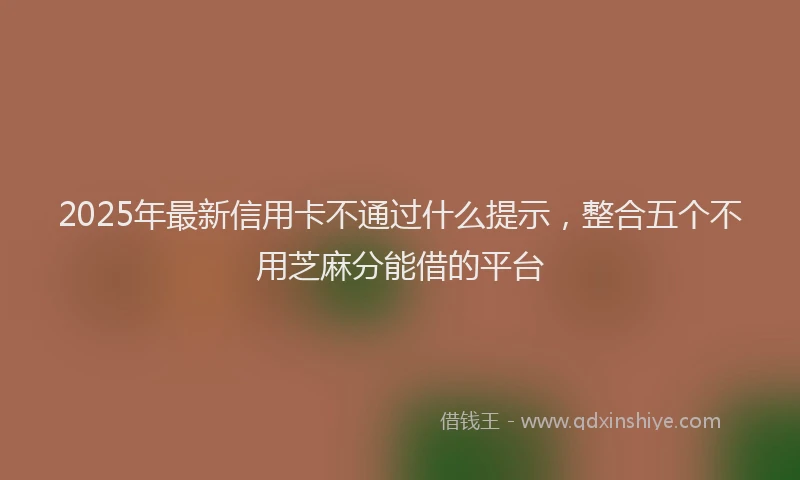 2025年最新信用卡不通过什么提示，整合五个不用芝麻分能借的平台