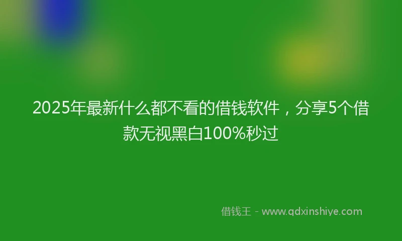 2025年最新什么都不看的借钱软件，分享5个借款无视黑白100%秒过